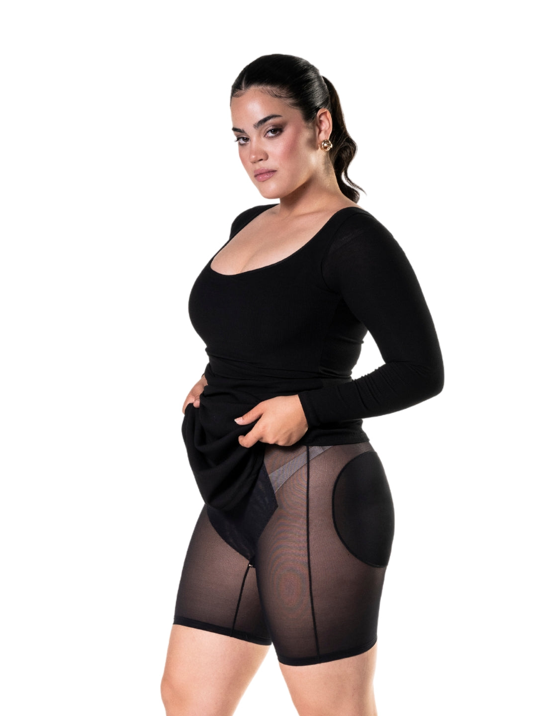 Vestido modelador de manga comprida