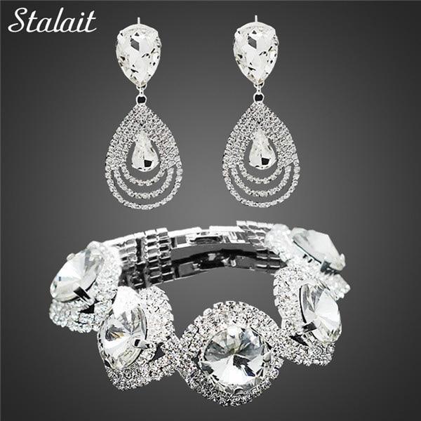 Conjunto de Brincos e Pulseira Austríaco