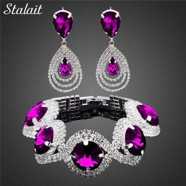Conjunto de Brincos e Pulseira Austríaco